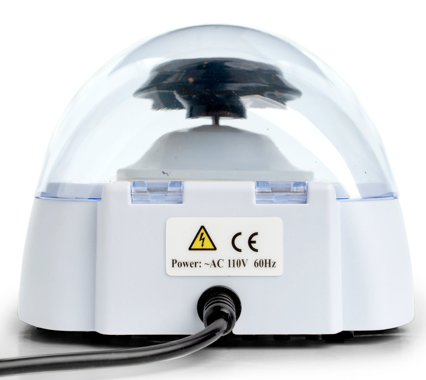 Back view of Qor Labs Mini Centrifuge operating at 10,000 RPM