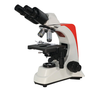 Qor Labs Astra binocular compound microscope with ergonomic Siedentopf head and built-in LED illumination for labs.