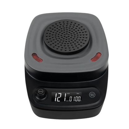 ProMix digital vortex mixer front view with IR sensors and LCD display