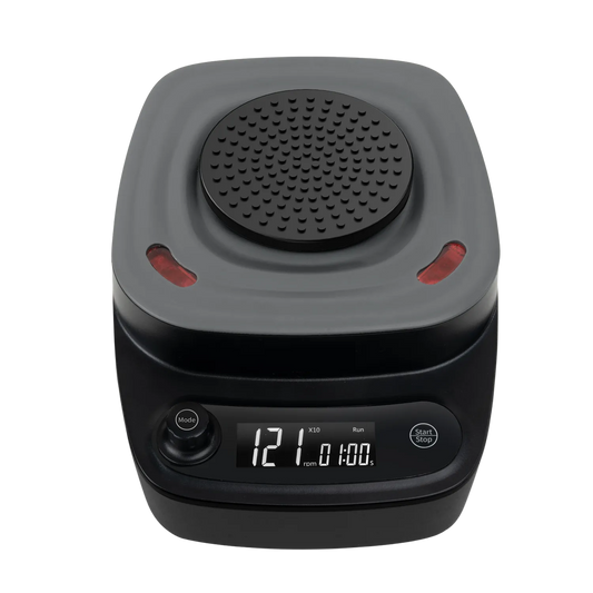 ProMix digital vortex mixer front view with IR sensors and LCD display